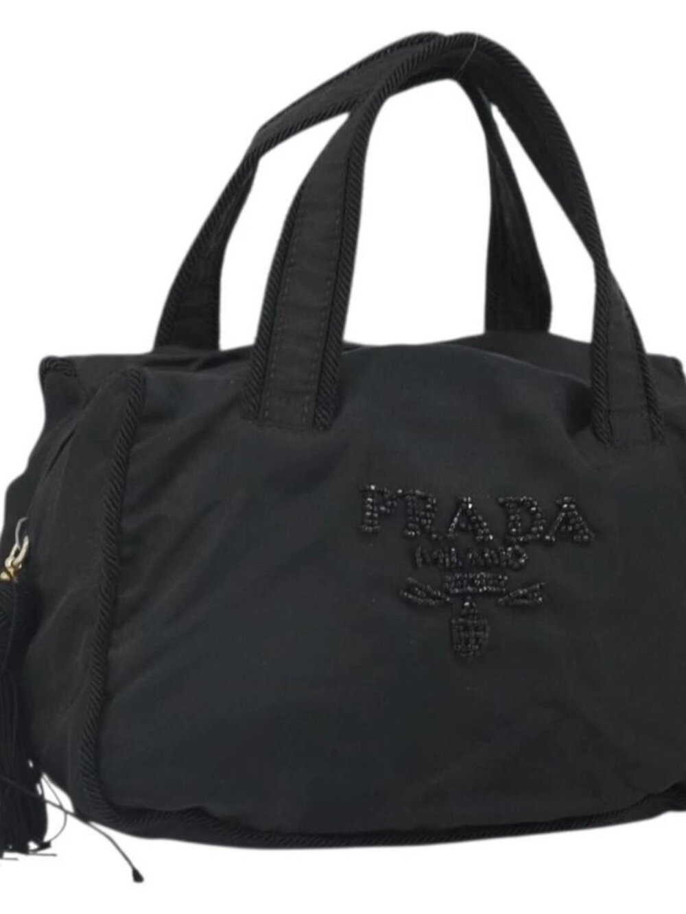 PRADA Hand Bag Nylon Black Gold Auth bs33258 - Picture 1 of 16